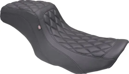 Mustang Double Diamond Squareback Seat In Black With Black Stitching For Harley Davidson 2023-2025 Touring FLHX Street Glide & FLTR Road Glide Models (88415)