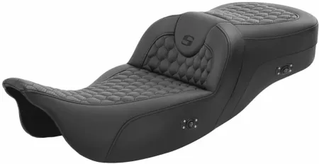 Saddlemen Extended Reach Heated Honeycomb Roadsofa Seat In Black For Harley Davidson For Harley Davidson 2008-2024 Touring FLHR, FLHT, FLHX & FLTR Touring Models (Does Not Fit 2023-2025 CVO Models) (808-07B-190HCT)