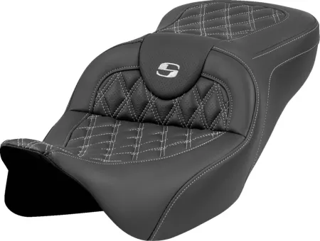 Saddlemen Roadsofa Lattice Stitched Seat With Silver Stitching For Harley Davidson 2008-2024 FLHR, FLHT, FLHX & FLTR Touring Models (Does Not Fit 2023-2024 CVO Models) (808-07B-18205)
