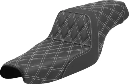Saddlemen Step-Up Lattice Stitched Seat With White Stitching For Harley Davidson 2004-2022 XL Sportster Models (Forty-Eight And 3.3G Tank) (807-11-17506)