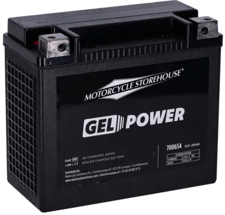MCS Nano Series Sealed Gel Battery 12V, 20AH, 360CCA For Harley Davidson 1973-1986 E-Start FX, 1982-1994 & 1999-2000 FXR, 1984-1990 Softail, 1977-1978 XLCR, 1979-1996 Sportster & All Buell S2/T Thunderbolt Models (GHD20H-BS)