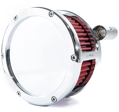 Feuling BA Solid Cover Air Cleaner Kit In Chrome With Red Filter For Harley Davidson 1993-1999 Dyna, Softail & Touring Models (5467)