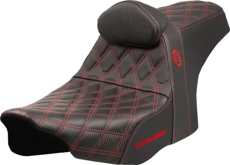 Saddlemen SDC Performance Pro Series Gripper Seat With Lumbar Backrest With Red Stitching For Harley Davidson 2023-2025 Touring FLHX Street Glide & FLTR Road Glide Models (SC82307DB4)