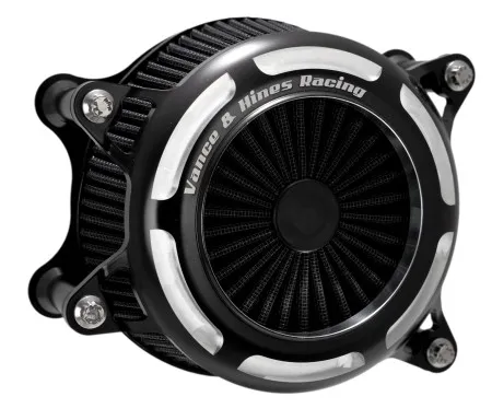 Vance & Hines VO2 Onyx Air Cleaner In Black Contrast For 2000-2015 Softail, 1999-2017 Dyna (Excluding 2017 FXDLS), 2001-2007 FLT/Touring (Excluding CVO) Models (41115)