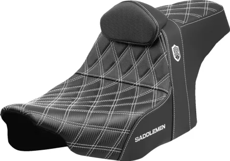 Saddlemen SDC Performance Pro Series Gripper Seat With Lumbar Backrest With White Stitching For Harley Davidson 2023-2025 Touring FLHX Street Glide & FLTR Road Glide Models (SC82307DB6)