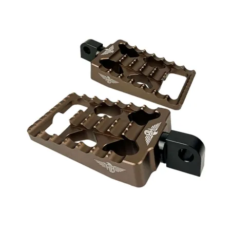 Heinz Bikes MX V1 Passenger Footpegs In Bronze For Harley Davidson 2018-2025 M8 Softail & 2021-2025 Sportster RH Models (HB-FPV1-M8P-BRO)