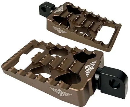 Heinz Bikes MX V1 Driver/Passenger Footpegs In Bronze For Harley Davidson 1990-2017 Dyna, 1990-2020 Sportster & 1990-2017 Softail Models (HB-FPV1-MM-BRO)
