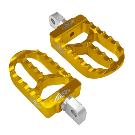Heinz Bikes MX V2 Passenger Footpegs In Gold For Harley Davidson 2018-2025 Softail & 2021-2025 Sportster RH Models (HB-FPV2-M8P-G)