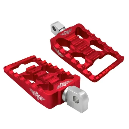 Heinz Bikes MX V1 Passenger Footpegs In Red For Harley Davidson 2018-2025 M8 Softail & 2021-2025 Sportster RH Models (HB-FPV1-M8P-R)