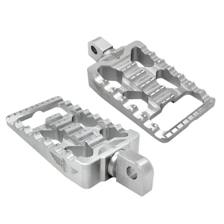 Heinz Bikes MX V1 Driver Footpegs In Silver For Harley Davidson 2018-2025 M8 Softail & 2021-2025 Sportster RH Models (HB-FPV1-M8-S)