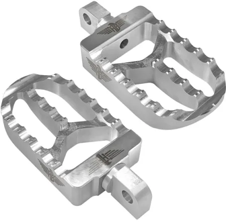 Heinz Bikes MX V2 Driver/Passenger Footpegs In Silver For Harley Davidson 1990-2017 Dyna, 1990-2020 Sportster & 1990-2017 Softail Models (HB-FPV2-MM-S)