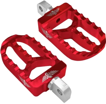 Heinz Bikes MX V2 Driver/Passenger Footpegs In Red For Harley Davidson 1990-2017 Dyna, 1990-2020 Sportster & 1990-2017 Softail Models (HB-FPV2-MM-R)