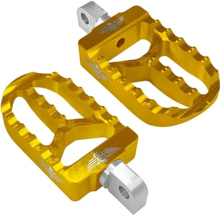 Heinz Bikes MX V2 Driver Footpegs In Gold For Harley Davidson 2018-2025 Softail & 2021-2025 Sportster RH Models (HB-FPV2-M8-G)