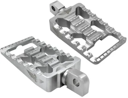 Heinz Bikes MX V1 Driver/Passenger Footpegs In Silver For Harley Davidson 1990-2017 Dyna, 1990-2020 Sportster & 1990-2017 Softail Models (HB-FPV1-MM-S)