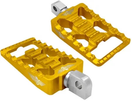 Heinz Bikes MX V1 Driver Footpegs In Gold For Harley Davidson 2018-2025 M8 Softail & 2021-2025 Sportster RH Models (HB-FPV1-M8-G)
