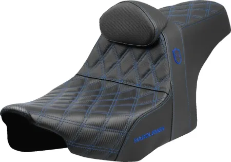 Saddlemen SDC Performance Pro Series Gripper Seat With Lumbar Backrest With Blue Stitching For Harley Davidson 2023-2025 Touring FLHX Street Glide & FLTR Road Glide Models (SC82307DB1)