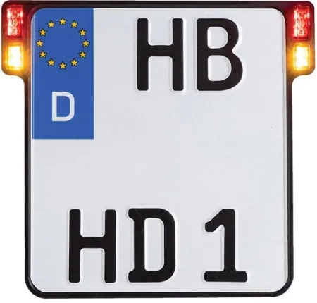 Heinz Bikes All In 2.0 License Plate Bracket In Black With Turn Signals, Brake Light, Taillight & License Plate Light Taillight (Germany 180mm x 200mm) (HBKZ2.0-MB-3TS)