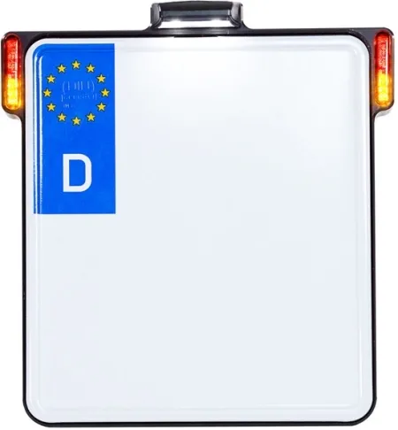 Heinz Bikes All In 2.0 License Plate Bracket In Black With Turn Signals, Brake Light, Taillight & License Plate Light (Germany 180mm x 200mm) (HBKZ-MB-3TS)