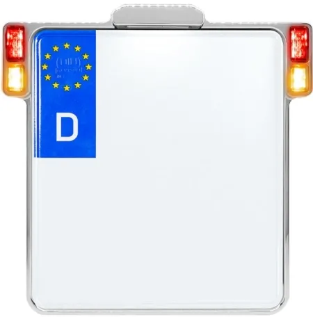 Heinz Bikes All In 2.0 License Plate Bracket In Chrome With Turn Signals, Brake Light, Taillight & License Plate Light Taillight (Germany Plus 220mm x 200mm) (HBKZ2.0-MB-3TS-DE-C)