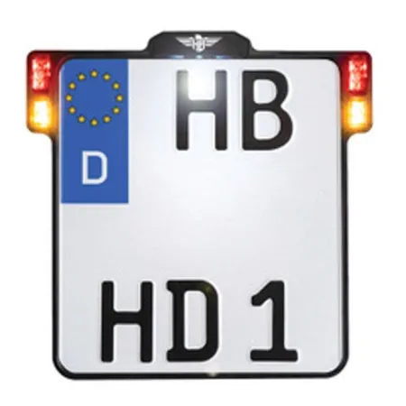 Heinz Bikes All In 2.0 License Plate Bracket In Black With Turn Signals, Brake Light, Taillight & License Plate Light Taillight (Sweden 170mm x 540mm) (HBKZ2.0-MB-3TS-S)