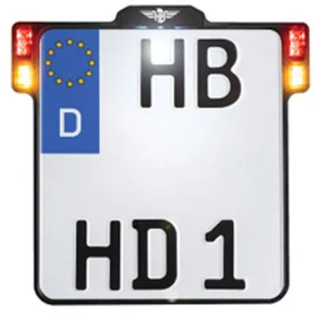 Heinz Bikes All In 2.0 License Plate Bracket In Black With Turn Signals, Brake Light, Taillight & License Plate Light Taillight (Spain 220mm x 160mm) (HBKZ2.0-MB-3TS-E)