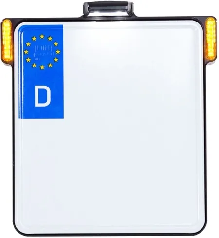 Heinz Bikes All In One License Plate Holder In Black With Turn Signals & License Plate Light (Germany 180mm x 200mm) (HBKZ-MB-TS)