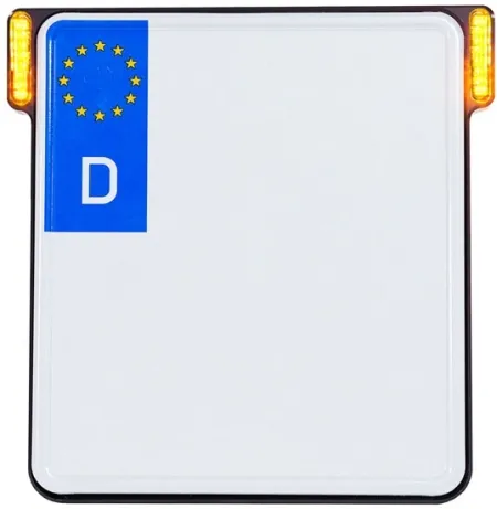 Heinz Bikes All In One License Plate Holder In Black With LED Turn Signals (Germany 180mm x 200mm) (HBKZ-OB-TS)