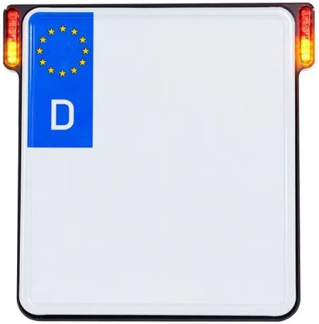 Heinz Bikes All In One License Plate Bracket In Black With Turn Signals, Brake Light & Taillight (Germany 180mm x 200mm) (HBKZ-OB-3TS)