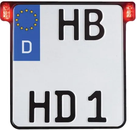 Heinz Bikes All In 2.0 License Plate Bracket In Black With Brake Light & Taillight (Germany 180mm x 200mm) (HBKZ2.0-OB-RL)