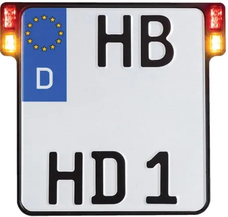 Heinz Bikes All In 2.0 License Plate Bracket In Black With Turn Signals, Brake Light & Taillight (Germany 180mm x 200mm) (HBKZ2.0-OB-3TS)