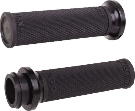 ODI Ruffian Lock-On Street Grips In Black With Black End Caps For 2008-2024 Harley Davidson E-Throttle Models & 2025 Road King Special/Trike (V30HTWB-B)