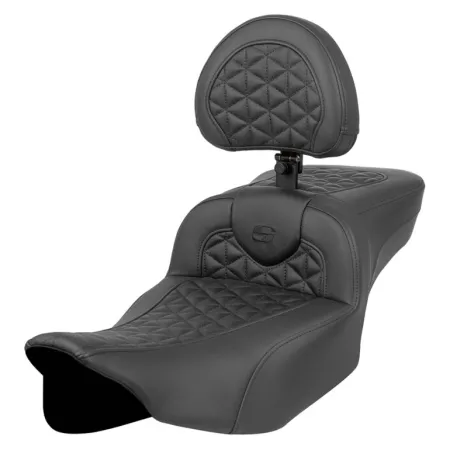 Saddlemen Extended Reach Tri Gripper RoadSofa Seat With Drivers Backrest For Harley Davidson 2023-2025 Touring FLHX Street Glide & FLTR Road Glide Models (823-07-211B0)