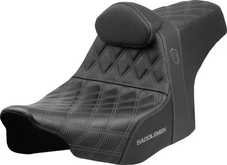 Saddlemen SDC Performance Pro Series Gripper Seat With Lumbar Backrest With Grey Stitching For Harley Davidson 2023-2025 Touring FLHX Street Glide & FLTR Road Glide Models (SC82307DB2)