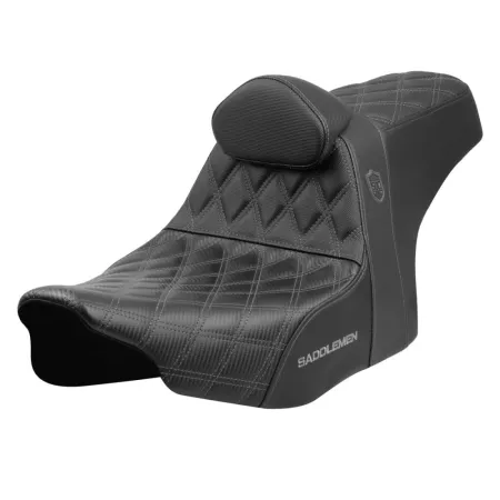 Saddlemen SDC Performance Pro Series Gripper Seat With Lumbar Backrest With Grey Stitching For Harley Davidson 2023-2025 Touring FLHX Street Glide & FLTR Road Glide Models (SC82307DB2)
