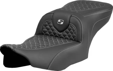 Saddlemen Standard Reach Dragon Scale Stitched Roadsofa Seat With Silver Stitching For Harley Davidson 2023-2025 Touring FLHX Street Glide & FLTR Road Glide Models (823-07-20805)