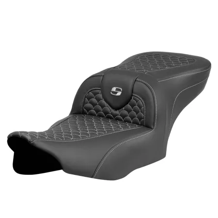 Saddlemen Standard Reach Dragon Scale Stitched Roadsofa Seat With Silver Stitching For Harley Davidson 2023-2025 Touring FLHX Street Glide & FLTR Road Glide Models (823-07-20805)