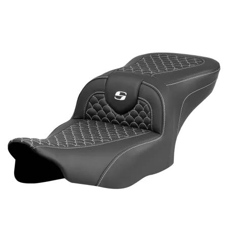 Saddlemen Standard Reach Dragon Scale Stitched Roadsofa Seat With White Stitching For Harley Davidson 2023-2025 Touring FLHX Street Glide & FLTR Road Glide Models (823-07-20806)