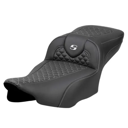 Saddlemen Extended Reach Dragon Scale Stitched Roadsofa Seat With Silver Stitching For Harley Davidson 2023-2025 Touring FLHX Street Glide & FLTR Road Glide Models (823-07-20905)