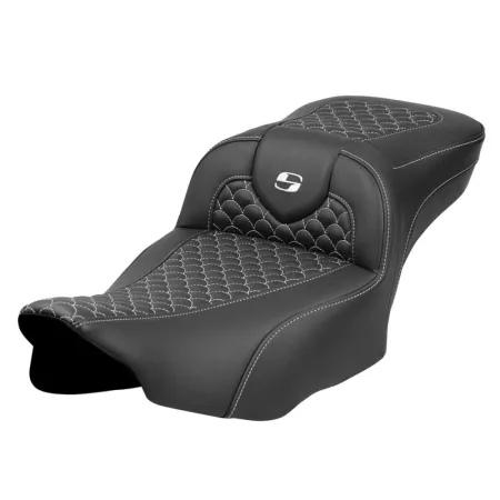 Saddlemen Extended Reach Dragon Scale Stitched Roadsofa Seat With White Stitching For Harley Davidson 2023-2025 Touring FLHX Street Glide & FLTR Road Glide Models (823-07-20906)