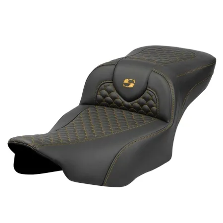 Saddlemen Extended Reach Dragon Scale Stitched Roadsofa Seat With Gold Stitching For Harley Davidson 2023-2025 Touring FLHX Street Glide & FLTR Road Glide Models (823-07-20907)