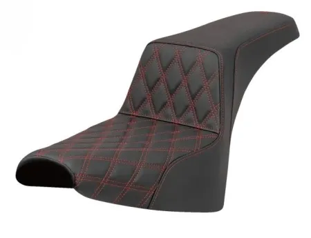 Saddlemen Step-Up Lattice Stitched Seat With Red Stitching For Harley Davidson 2018-2024 FXBB Street Bob & FXST Standard Models (818-30-17204)