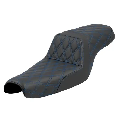 Saddlemen Step-Up Lattice Stitched Seat With Blue Stitching For Harley Davidson 2004-2022 XL Sportster Models (Forty-Eight And 3.3G Tank) (807-11-17501)