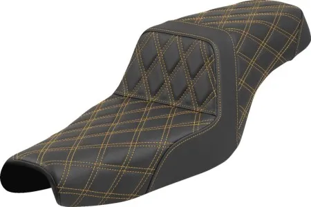 Saddlemen Step-Up Lattice Stitched Seat With Gold Stitching For Harley Davidson 2004-2022 XL Sportster Models (Forty-Eight And 3.3G Tank) (807-11-17507)