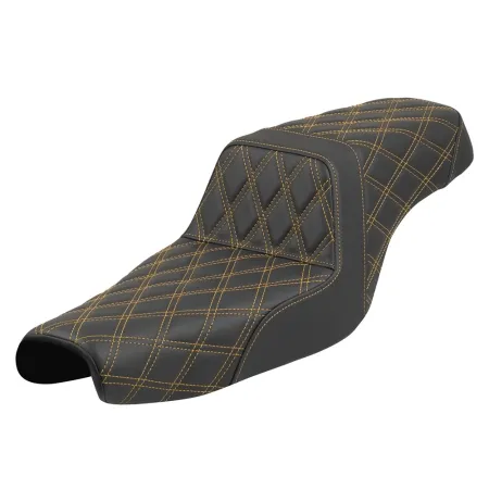Saddlemen Step-Up Lattice Stitched Seat With Gold Stitching For Harley Davidson 2004-2022 XL Sportster Models (Forty-Eight And 3.3G Tank) (807-11-17507)