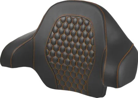 Saddlemen Honeycomb Tour Pack Backrest Pad With Orange Stitching For Harley Davidson 2014-2025 FLHR, FLHT, FLHX & FLTR Touring Models (814-07-15103)