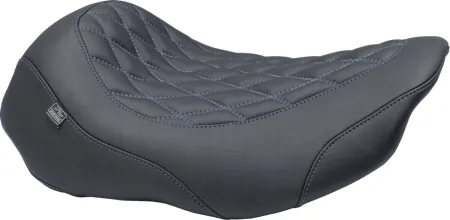 Mustang Double Diamond Wide Tripper Solo Seat Without Driver Backrest With Sky Blue Stitching For Harley Davidson 2023-2025 Touring FLHX Street Glide & FLTR Road Glide Models (88503SB)