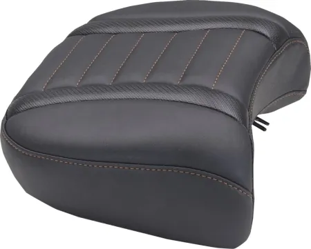 Mustang Wide Deluxe Touring Passenger Seat With Mandarin Orange Stitching For Harley Davidson 2023-2025 Touring FLHX Street Glide & FLTR Road Glide Models (88420MO)