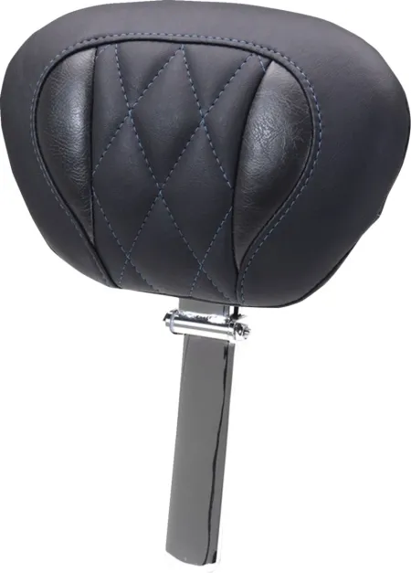 Mustang Super Touring Deluxe Diamond Stitched Driver Backrest With Sky Blue Stitching For Harley Davidson 2023-2025 Touring FLHX Street Glide & FLTR Road Glide Models (89460SB)