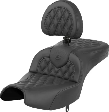 Saddlemen Standard Reach Lattice Stitched Roadsofa Seat With Drivers Backrest For Indian 2022-2025 Pursuit & Roadmaster Models (I22-02-182BR)
