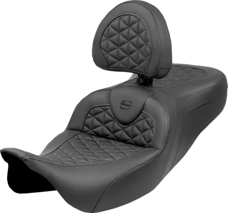 Saddlemen Extended Reach Tri Gripper RoadSofa Seat With Drivers Backrest For For Harley Davidson 2008-2024 FLHR, FLHT, FLHX & FLTR Touring Models (Does Not Fit 2023-2024 CVO Models) (808-07B-211B0)